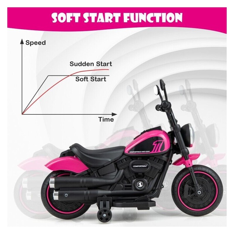 Costway Children Electric Motorcycle Ride on Motorbike w/Training Wheels &