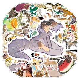 Gecko Stickers 50pcs Lizard Gecko Animal Stickers Decals for Laptop Water Bottles Phone Scrapbook Car Skateboard Luggage Bumper Helmet Aesthetic Vinyl Stickers