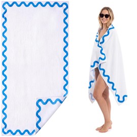 Peryiter Large Oversized Microfiber Beach Towel 39 x 71 Inch Beach Towel Quick Dry Lightweight Sand Free Pool Towels Absorbent Blue Wave Things Towels for Swimming Pool, Camping, Beaches Accessories
