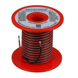 BNTECHGO 24 Gauge Silicone Wire Spool Red And Black Each 50ft 2 Separate Wires Flexible 24 AWG Stranded Tinned Copper Wire