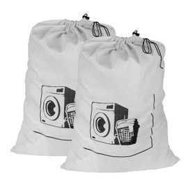Maishijie Pack of 2 Cotton Linen Laundry Bags Heavy Duty 45 x 65 cm Very Durable Toy Dirt Bags Drawstring with Drawstring Closure Machine Washable and Reusable