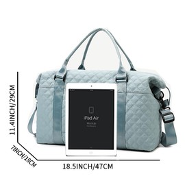 Keoferlo Gym Tote Bags Sports Duffel Bags Carry On Travel Duffel Traveling Weekend Overnight Bags for Women (Blue)