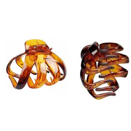 Mytoptrendz® 2 pcs Hair Claw Clips Non Slip Strong Hold Clamp Plastic Grip Large Curved Teeth Octopus Crab Clip Hair Updo Accessory (Tortoiseshell)