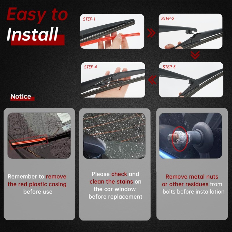 OTUAYAUTO Rear Windshield Wiper Arm Blade Set - Replacement for
