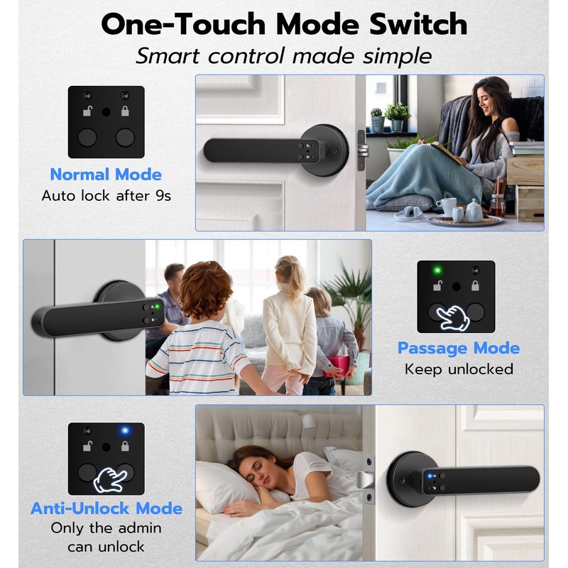 Anweller H1 Fingerprint Door Handle Lock, Smart Keyless Entry Door