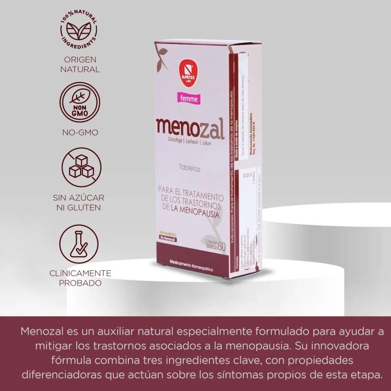 Menozal Suplemento 60 Tabs Apoyo Reduce Síntomas Menopausia