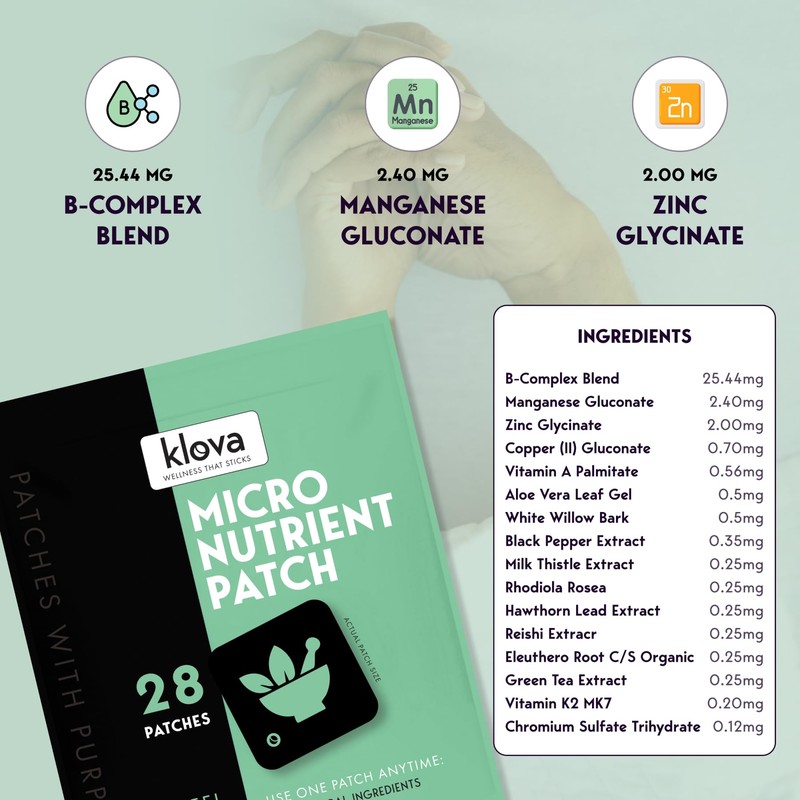 Klova Micronutrient Patch for Energy & Relaxation | Easy-Apply, Time-Release
