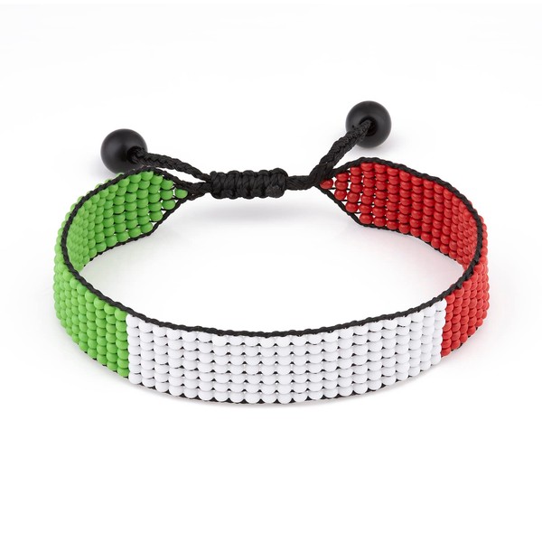 Italy Flag Bracelet: Handmade Bracelet,Adjustable Beaded Boho-Style Rope Bangle with