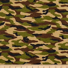 Comfy Flannel Traditional Camo Green, Fabric by the Yard
