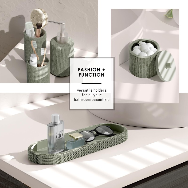 Clara Clark Sage Green Bathroom Set - Bathroom Accessories Set,