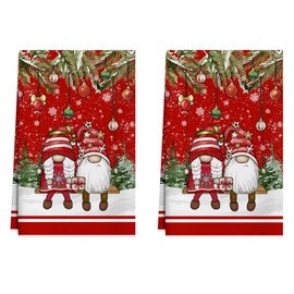 XCHI Gnomes Winter Kitchen Towels Christmas Dish Towels 18x26 Inch Xmas Home Kitchen Decorations Hand Towels Set of 2 Drying Dishcloth