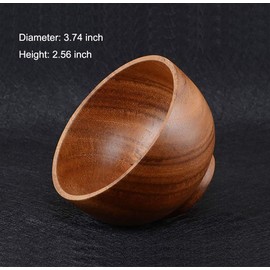 NUOMI 2 Set Wooden Soup/Rice Bowls with Wood Spoons for Eating, Small Noodle/Snacks Bowl and Spoon Dinnerware Set