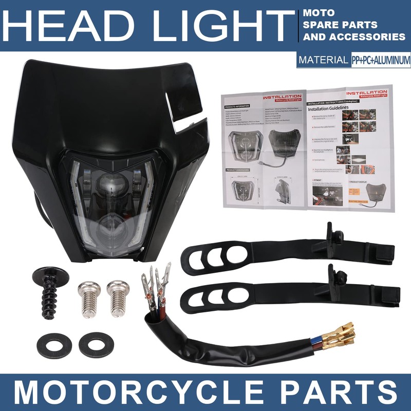 CHANGCHENG Dirt Bike Headlight Led，66W 3000lm Universal Motorcycle LED Headlight