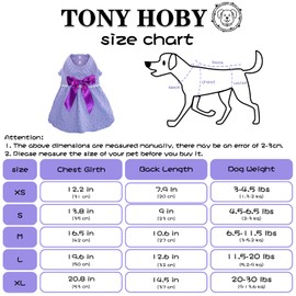 TONY HOBY Dog Dress, Dog Party Dress, Dogs Summer Outdoor Dresses, Soft and Lightweight Pink Pet Tutu for Small Medium Dogs (Purple, Flower, XL)