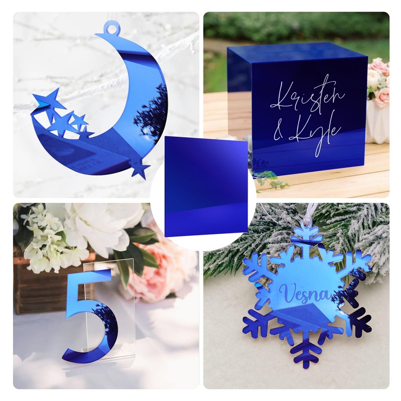 3pack Mirror Acrylic Sheets, 12" x 12" Opaque Glossy Mirror