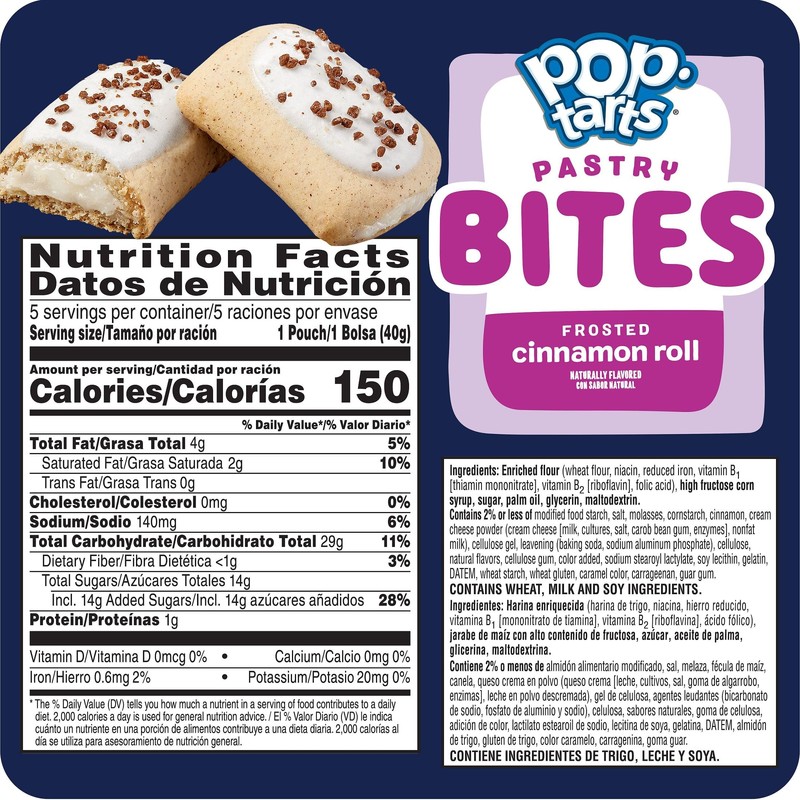 Pop-Tarts Baked Pastry Bites, Kids Snacks, School Lunch, Frosted Cinnamon