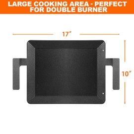 Carbon Steel Griddle for Induction Griddle, Gas Grill, Stove Top, Electric, Oven - 17" x 10" Professional Cookware for Cooktop, Double Burner NonStick Griddle Pan