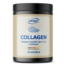 Collagen Capsules High Dose – Pack of 315 – 4550 mg Collagen Hydrolysate Peptides per Daily Dose – Made in Germany Collagen Capsules Type 1, 2 & 3 – Wehle Sports – Packaging May Vary
