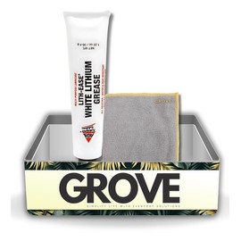 AGS Lith-Ease White Lithium Grease 1.25 oz Bundle with Microfiber Cloth - Multi-Purpose Lithium Based Grease for Automotive, Marine, and Home Use - Heat Resistant and Rust Protection - (2 Items)