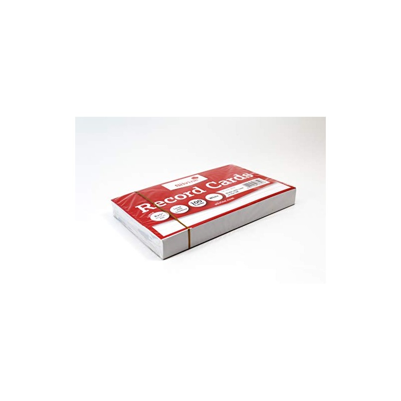 Silvine 8x5" White Record Cards - Lined with Headline, 100