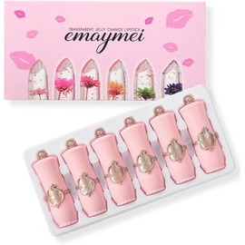 Daconovo Juego de bálsamo labial de gelatina de flores, lápiz labial que cambia de Color con la temperatura, crema hidratante de larga duración, juego de maquillaje para labios, cuidado de labios, uso diario