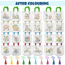 ICEPAPA, 12 DIY Graffiti Bags for Kids and 12 Stacking Crayons(10 Colours in 1), Kids Colouring Sets, Ideal Reusable Party Bags for Kids and Kids Party Favours