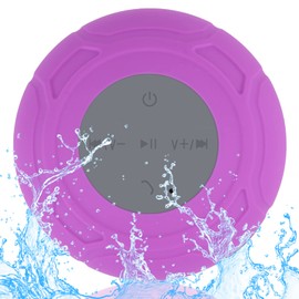 LUKADER Waterproof Bluetooth Shower Speaker Portable Wireless Water-Resistant Speaker Suction Cup,Built-in Mic Gifts for Kids Speakerphone Bathroom Kitchen - Purple