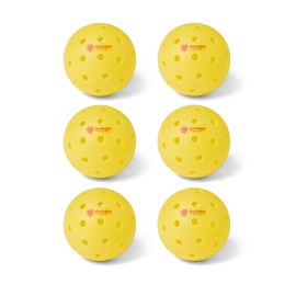 Sharp Gauge Outdoor Pickleball Balls, Yellow, Meet USAPA Standards, 6 Pack in a mesh Bag