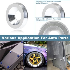 Rolling Gears 32-Pieces M6 Anodized Aluminum Gasket Washer Kit for Widebody Hardware, Fender Flares, Bumper Bolt, Engine Bay Dress Up Installation (Silver)