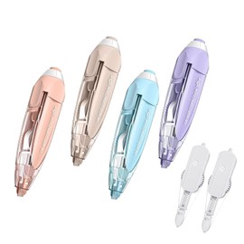 FANNAS Correction Roller, Pack of 4 with 2 Replacement Core Correction Tape for Side Correction, 6 m x 5 mm Correction Tape for the Office, Home Office or School