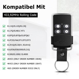 433.92 MHz Garage Door Opener Handheld Transmitter, Garage Door Remote Control, Compatible with Wisniowski EL11Q, EL12Q, EL13Q, EL17Q ELN, 4 Channels Rolling Code (3)