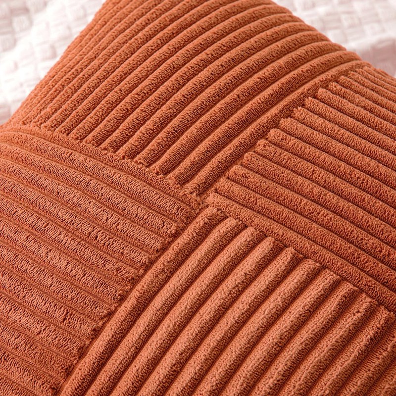 MIULEE Rust Corduroy Pillow Covers Pack of 2 Boho Fall
