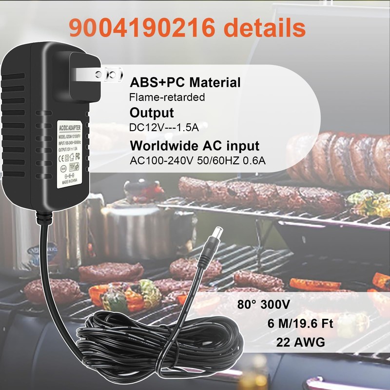 19.6ft Power Adapter 9004190216 for Masterbuilt Gravity Series 560/800/1050 XL