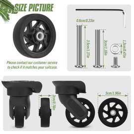 Vivikivi 4 Pcs Suitcase Wheels Replacement Universal Mute Luggage Suitcase Wheels Replacement with Axle Universal luggage Wheel Replacement Kit, VK-C13 50mm
