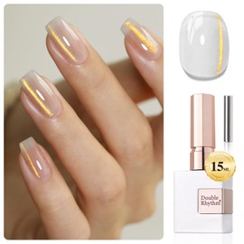 Double Rhythm Jelly Glass Cat Eye Gel Polish with Magnet 15ML Holographic Glitter Shimmer Translucent Sheer Color Magnetic Nail Polish Salon DIY at Home (MC1106)