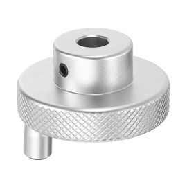 sourcing map Aluminum Alloy Handwheel 50mm OD 10mm Bore Lathe Hand Wheel with Rotate Handle Aluminum Milling Machine Handle with Wrench and 2pcs Screws for Milling Machine Lathe, Silver Tone