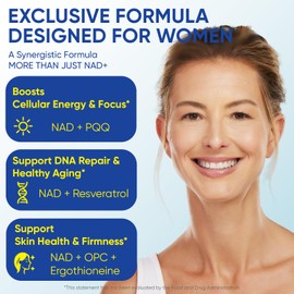 Provilio NAD Supplement - 5 in 1 Exclusive Formula for Women, NAD Supplements for Women with Trans-Resveratrol, Ergothioneine, PQQ, OPCS, for Energy, Skin, Aging Support - NSF Certified