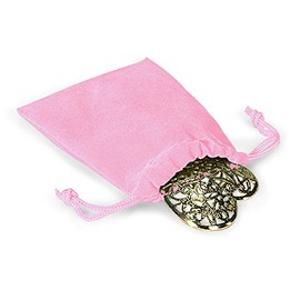 Pack Of 100, Solid Pink Jewelry Pouches 3" X 4" Velour w/Cord Drawstrings Perfect For Favors, Jewelry, Cosmetics, Gift Cards, Storage & Travel
