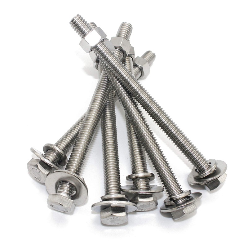 (4 Sets) 3/8-16x5 Stainless Steel Hex Head Screws Bolts, Nuts,