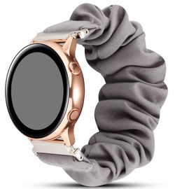 Fit for Garmin Venu Sq Bands Women, 20mm Feminine Elastic Scrunchy Replacement Watch Band Straps Bracelet Wristband Fit for Garmin Vivoactive 3 Music, Galaxy Watch Active 2 (Gray)