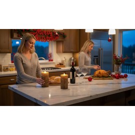 CozierGlow Brown Bark Wax Flameless Pillar Candles with Remote Timer, 3D Moving Flame Led Candles up to 400 Hours with 2AA Batteries, Set of 2(3''x6''), Remote Included (Brown).