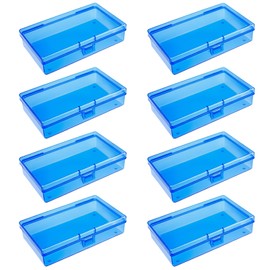 Goodma - Caja de almacenamiento rectangular vacía de plástico con tapas con bisagras para objetos pequeños y otros proyectos de manualidades (azul, 5.3 x 3.1 x 1.2 pulgadas)