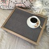 BLACK LEATHER LAP TRAY: Bean Bag Cushioned Laptop Desk, Padded