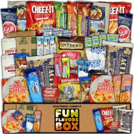 Chattering Chimps College Care Package. Popcorn, Chips, Bars, Cookies, Candy, Snack Box, 40 Count
