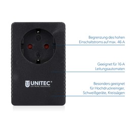 Unitec start-up limiter and inrush current limiter (250V ~ / 16A, intermediate plug, current limiter)