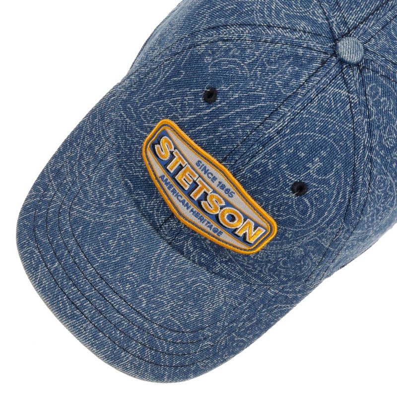 Stetson Denim Paisley Baseball Cap 100% Cotton Women Men, denim,
