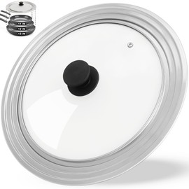 Universal Lid for Pots and Pans, Fits 11", 12" & 13" Diameter Cookware, Replacement Stainless Steel Skillets lids, Heat Resistant Frying Pan lid, Dishwasher Safe