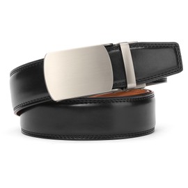 SENDEFN Men's Leather Belt, Ratchet Automatic Buckle for Men, Business Suit, Width 35 mm, Size Adjustable Belt, Black (black-2)