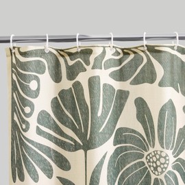RoomTalks RoomTalks Vintage Floral Faux Linen Shower Curtain for Bathroom in Beige and Grey - 210GSM Heavy Duty Modern Farmhouse Matisse Flowers Plants Botanical Shower Curtain Set Aesthetic Bathroom Decor