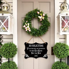 Funny No Soliciting Sign for House,Dark Humor No Soliciting Yard Sign,Wooden Decor For Home, House, Kitchen, Office, 8 x 12 Inch